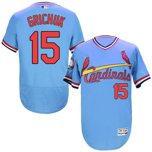 Men's Majestic St. Louis Cardinals #15 Randal Grichuk Light Blue Flexbase Authentic Collection Cooperstown MLB Jersey