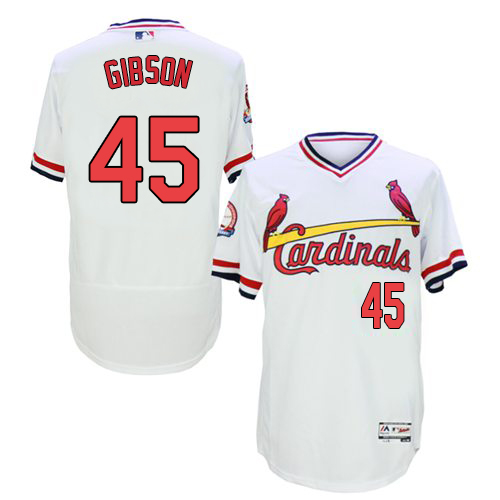 Men's Majestic St. Louis Cardinals #45 Bob Gibson White Flexbase Authentic Collection Cooperstown MLB Jersey