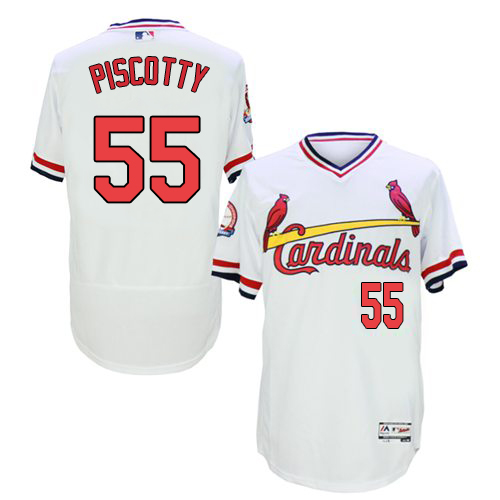 Men's Majestic St. Louis Cardinals #55 Stephen Piscotty White Flexbase Authentic Collection Cooperstown MLB Jersey