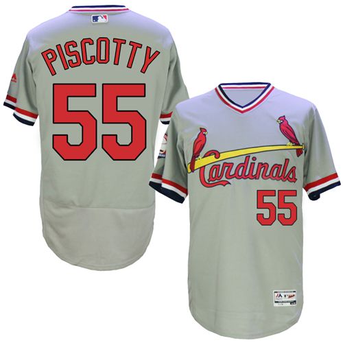 Men's Majestic St. Louis Cardinals #55 Stephen Piscotty Grey Flexbase Authentic Collection Cooperstown MLB Jersey