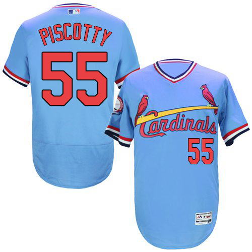 Men's Majestic St. Louis Cardinals #55 Stephen Piscotty Light Blue Flexbase Authentic Collection Cooperstown MLB Jersey