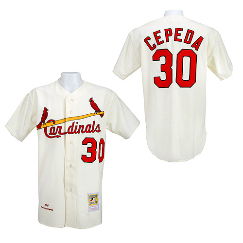Men's Mitchell and Ness 1967 St. Louis Cardinals #30 Orlando Cepeda Replica Cream Throwback MLB Jersey
