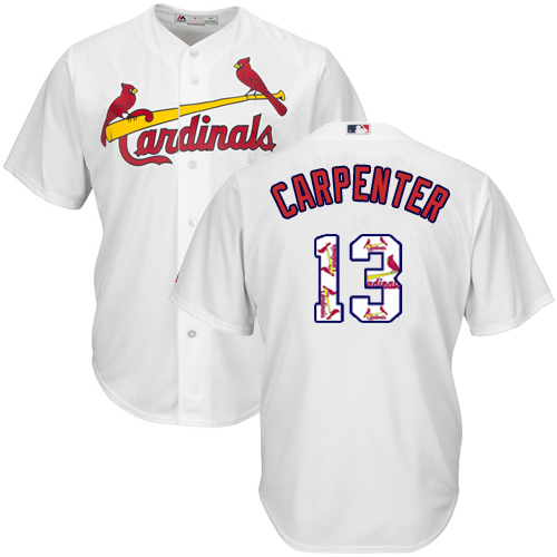 Men's Majestic St. Louis Cardinals #13 Matt Carpenter Authentic White Team Logo Fashion Cool Base MLB Jersey