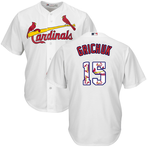 Men's Majestic St. Louis Cardinals #19 Randal Grichuk Authentic White Team Logo Fashion Cool Base MLB Jersey