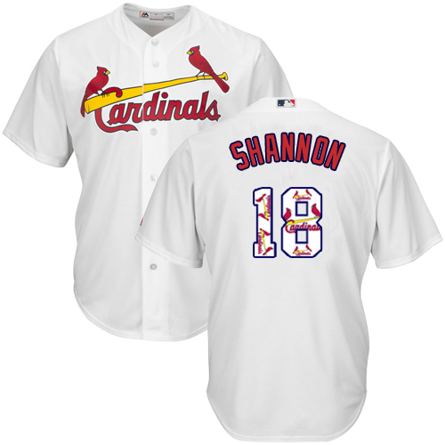 Men's Majestic St. Louis Cardinals #18 Mike Shannon Authentic White Team Logo Fashion Cool Base MLB Jersey