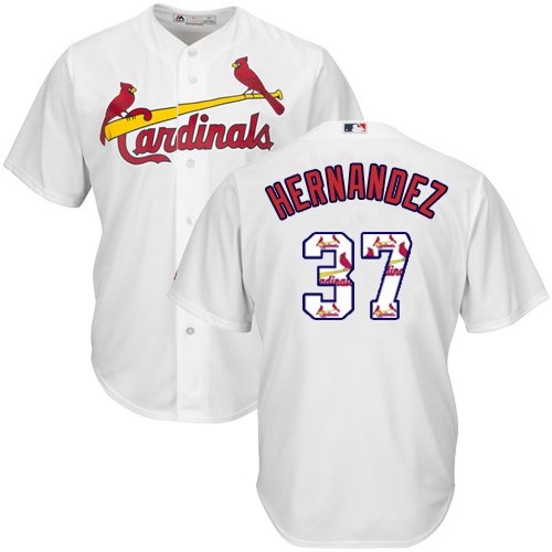 Men's Majestic St. Louis Cardinals #37 Keith Hernandez Authentic White Team Logo Fashion Cool Base MLB Jersey