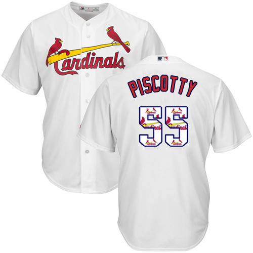 Men's Majestic St. Louis Cardinals #55 Stephen Piscotty Authentic White Team Logo Fashion Cool Base MLB Jersey