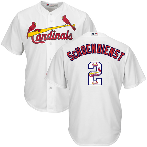Men's Majestic St. Louis Cardinals #2 Red Schoendienst Authentic White Team Logo Fashion Cool Base MLB Jersey