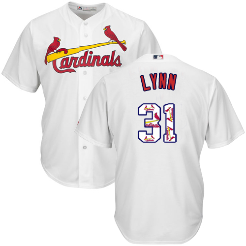 Men's Majestic St. Louis Cardinals #31 Lance Lynn Authentic White Team Logo Fashion Cool Base MLB Jersey