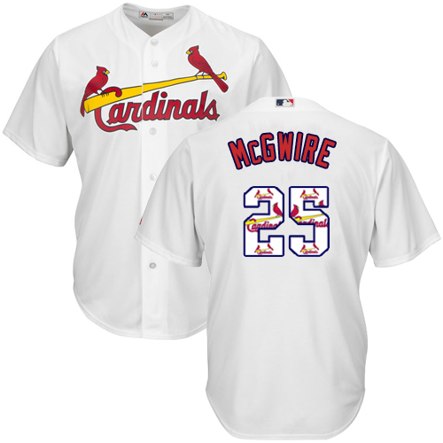 Men's Majestic St. Louis Cardinals #25 Mark McGwire Authentic White Team Logo Fashion Cool Base MLB Jersey