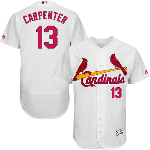 Men's Majestic St. Louis Cardinals #13 Matt Carpenter Authentic White Home Cool Base MLB Jersey