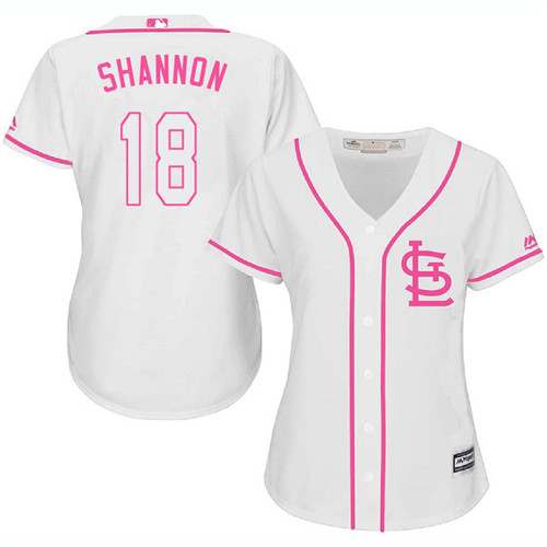 Women's Majestic St. Louis Cardinals #18 Mike Shannon Authentic White Fashion Cool Base MLB Jersey