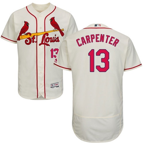 Men's Majestic St. Louis Cardinals #13 Matt Carpenter Authentic Cream Alternate Cool Base MLB Jersey