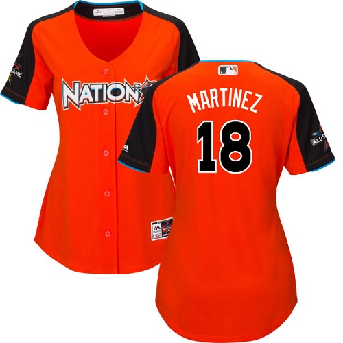 Women's Majestic St. Louis Cardinals #18 Carlos Martinez Authentic Orange National League 2017 MLB All-Star MLB Jersey