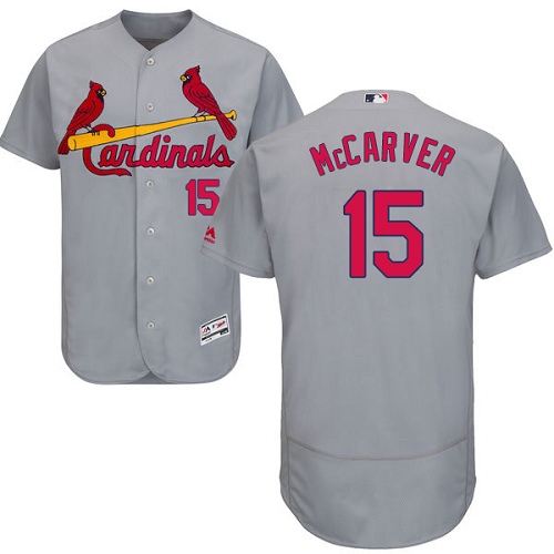 Men's Majestic St. Louis Cardinals #15 Tim McCarver Authentic Grey Road Cool Base MLB Jersey