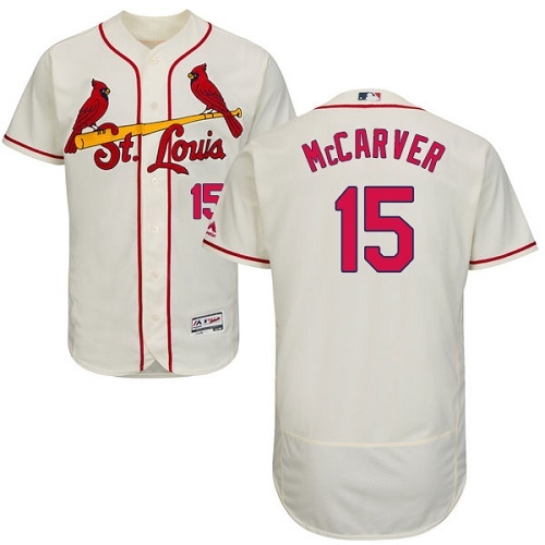 Men's Majestic St. Louis Cardinals #15 Tim McCarver Authentic Cream Alternate Cool Base MLB Jersey
