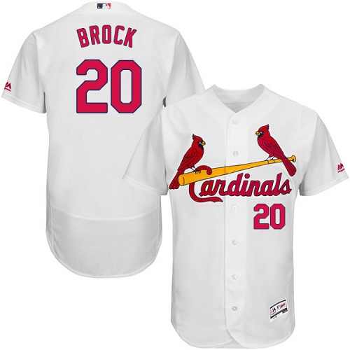 Men's Majestic St. Louis Cardinals #20 Lou Brock Authentic White Home Cool Base MLB Jersey
