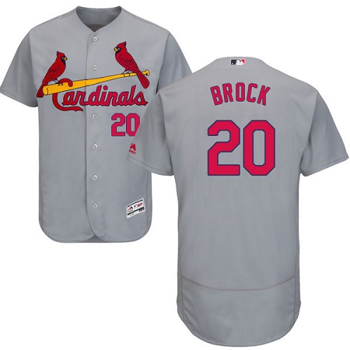 Men's Majestic St. Louis Cardinals #20 Lou Brock Authentic Grey Road Cool Base MLB Jersey