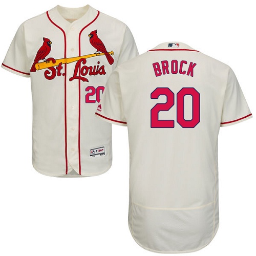 Men's Majestic St. Louis Cardinals #20 Lou Brock Authentic Cream Alternate Cool Base MLB Jersey