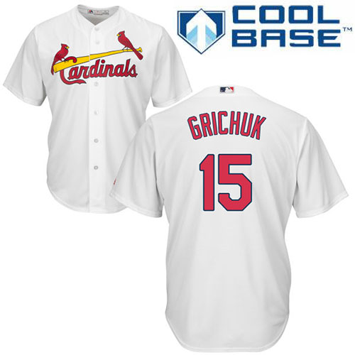 Men's Majestic St. Louis Cardinals #15 Randal Grichuk Replica White Home Cool Base MLB Jersey