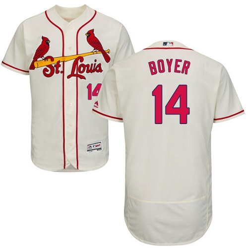 Men's Majestic St. Louis Cardinals #14 Ken Boyer Authentic Cream Alternate Cool Base MLB Jersey