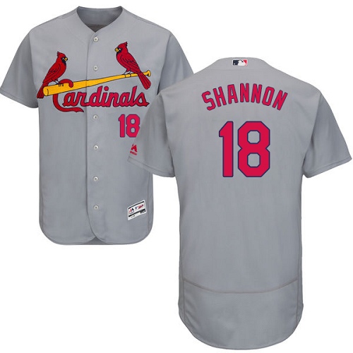 Men's Majestic St. Louis Cardinals #18 Mike Shannon Authentic Grey Road Cool Base MLB Jersey