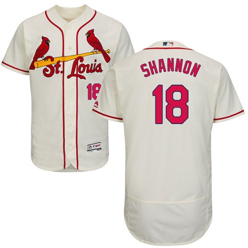 Men's Majestic St. Louis Cardinals #18 Mike Shannon Authentic Cream Alternate Cool Base MLB Jersey