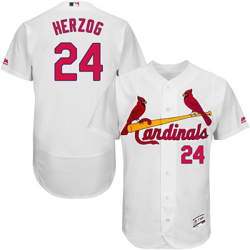 Men's Majestic St. Louis Cardinals #24 Whitey Herzog Authentic White Home Cool Base MLB Jersey