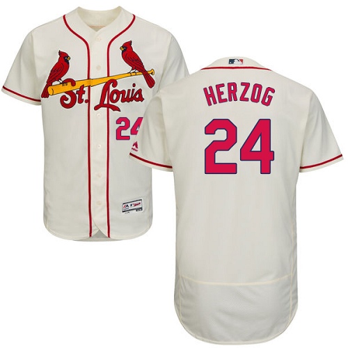 Men's Majestic St. Louis Cardinals #24 Whitey Herzog Authentic Cream Alternate Cool Base MLB Jersey