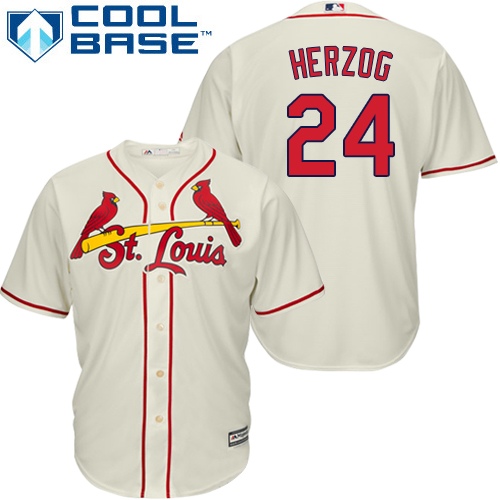 Men's Majestic St. Louis Cardinals #24 Whitey Herzog Replica Cream Alternate Cool Base MLB Jersey