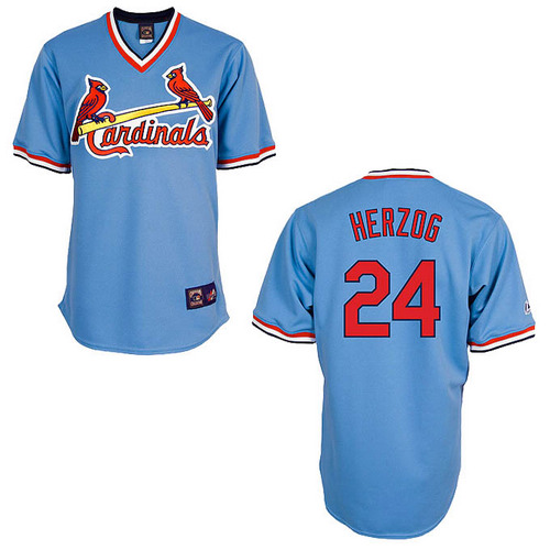 Men's Majestic St. Louis Cardinals #24 Whitey Herzog Authentic Blue Cooperstown Throwback MLB Jersey