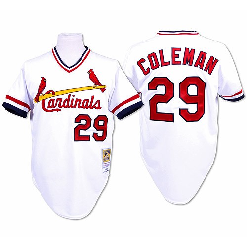 Men's Mitchell and Ness St. Louis Cardinals #29 Vince Coleman Authentic White Throwback MLB Jersey