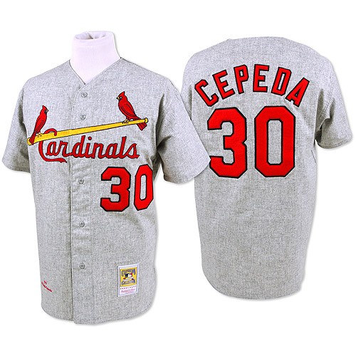 Men's Mitchell and Ness 1967 St. Louis Cardinals #30 Orlando Cepeda Authentic Grey Throwback MLB Jersey