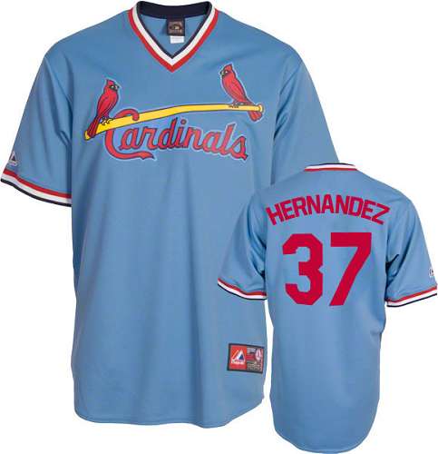 Men's Majestic St. Louis Cardinals #37 Keith Hernandez Authentic Blue Cooperstown Throwback MLB Jersey