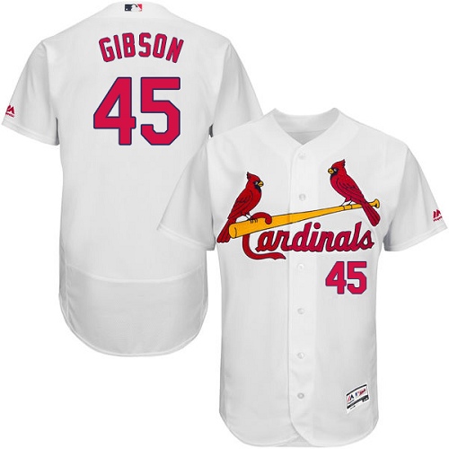 Men's Majestic St. Louis Cardinals #45 Bob Gibson Authentic White Home Cool Base MLB Jersey