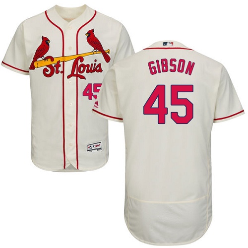 Men's Majestic St. Louis Cardinals #45 Bob Gibson Authentic Cream Alternate Cool Base MLB Jersey