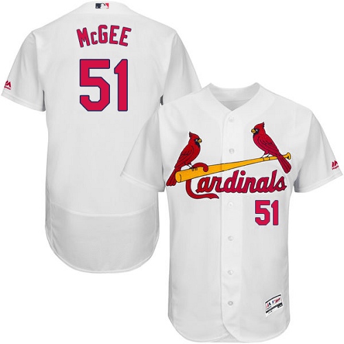 Men's Majestic St. Louis Cardinals #51 Willie McGee Authentic White Home Cool Base MLB Jersey