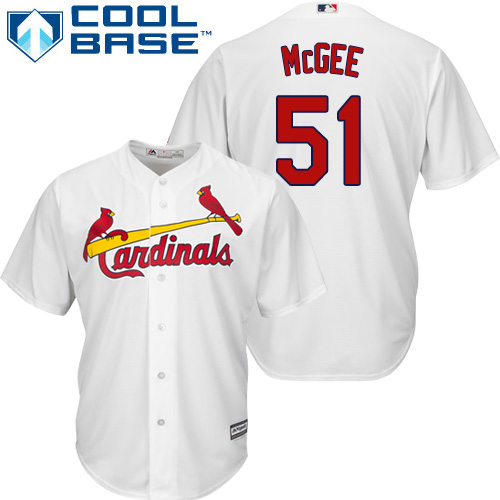 Men's Majestic St. Louis Cardinals #51 Willie McGee Replica White Home Cool Base MLB Jersey