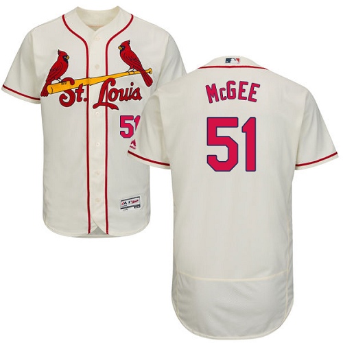 Men's Majestic St. Louis Cardinals #51 Willie McGee Authentic Cream Alternate Cool Base MLB Jersey