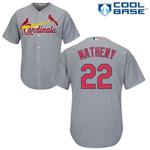 Men's Majestic St. Louis Cardinals #22 Mike Matheny Replica Grey Road Cool Base MLB Jersey