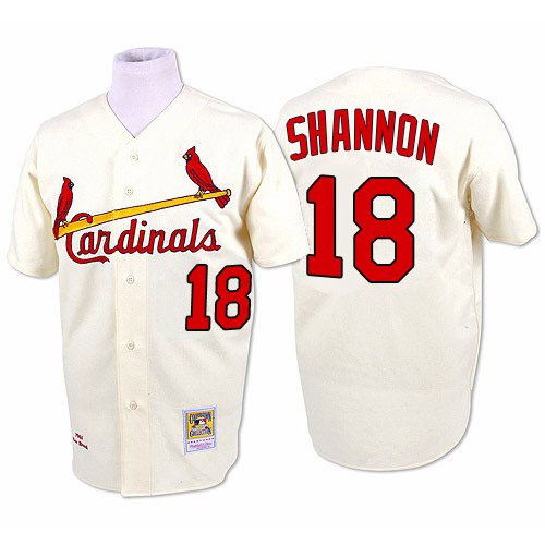 Men's Mitchell and Ness St. Louis Cardinals #18 Mike Shannon Authentic Cream 1964 Throwback MLB Jersey