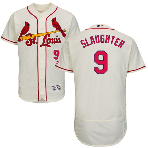 Men's Majestic St. Louis Cardinals #9 Enos Slaughter Authentic Cream Alternate Cool Base MLB Jersey