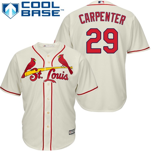 Men's Majestic St. Louis Cardinals #29 Chris Carpenter Replica Cream Alternate Cool Base MLB Jersey