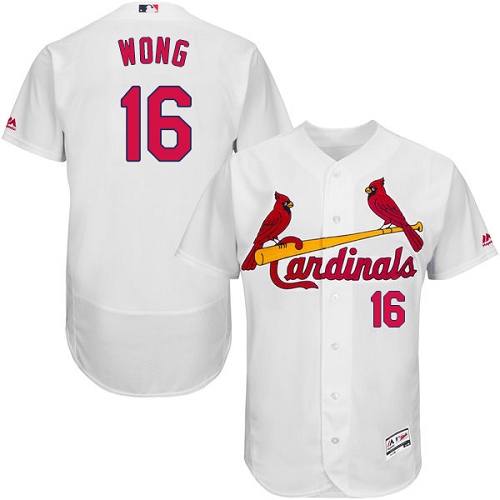 Men's Majestic St. Louis Cardinals #16 Kolten Wong Authentic White Home Cool Base MLB Jersey
