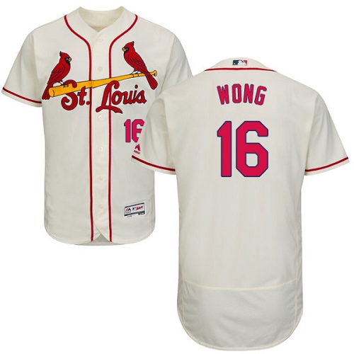 Men's Majestic St. Louis Cardinals #16 Kolten Wong Authentic Cream Alternate Cool Base MLB Jersey