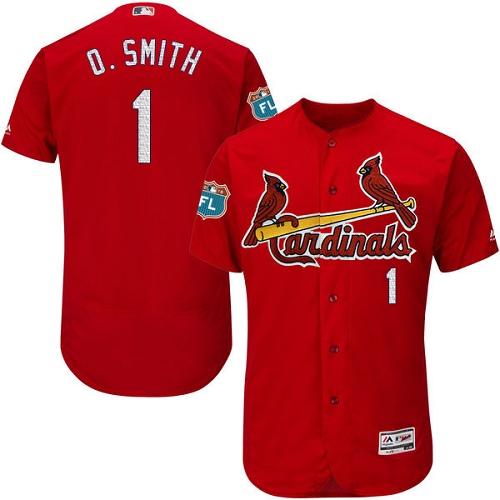 Men's Majestic St. Louis Cardinals #1 Ozzie Smith Authentic Red Cool Base MLB Jersey