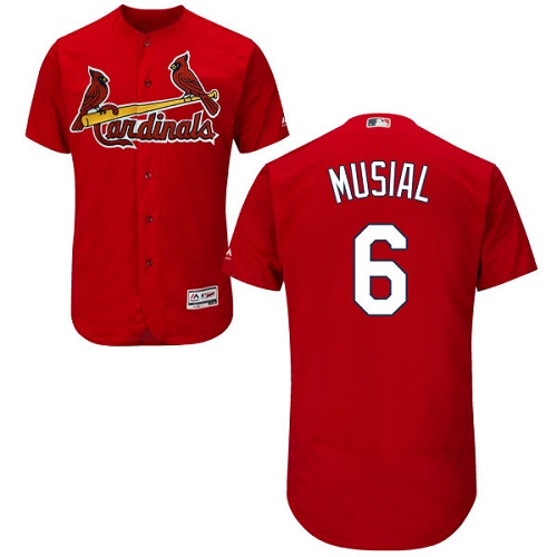 Men's Majestic St. Louis Cardinals #6 Stan Musial Authentic Red Cool Base MLB Jersey