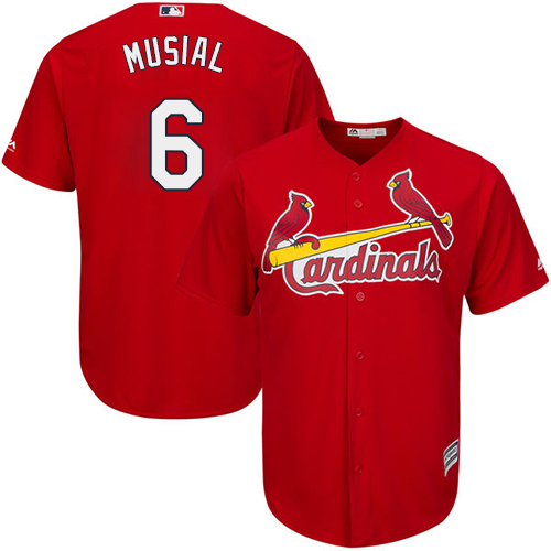 Men's Majestic St. Louis Cardinals #6 Stan Musial Replica Red Cool Base MLB Jersey