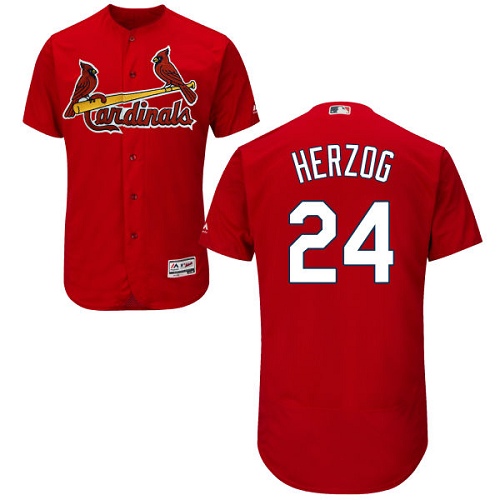 Men's Majestic St. Louis Cardinals #24 Whitey Herzog Authentic Red Cool Base MLB Jersey