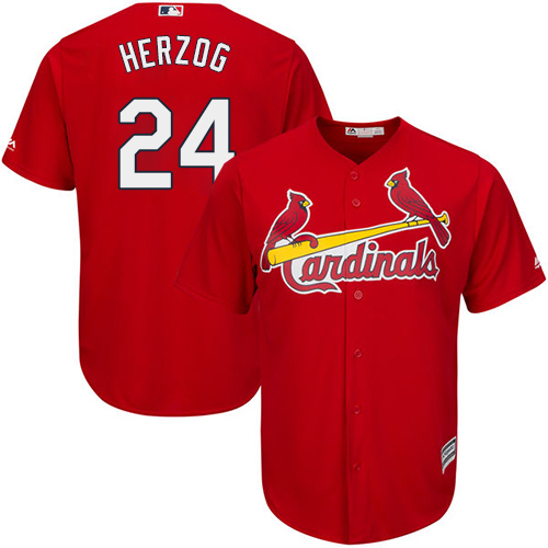 Men's Majestic St. Louis Cardinals #24 Whitey Herzog Replica Red Cool Base MLB Jersey